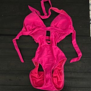 Pink one piece monokini